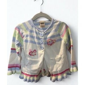 Vintage Faded Glory Cardigan Sweater w/ embroidered butterflies size 18 Months